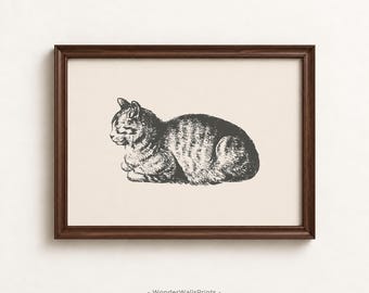 Cat Wall Art | Vintage Cat Print | Cottagecore Cat Art | Cat Lover Gift | Farmhouse Cat Print | Cat Home Decor | Digital Download