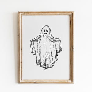 Ghost Wall Art | Cottagecore Ghost | Halloween Wall Art | Spooky Wall Art | Fall Halloween Decor | Cute Ghost Print | Digital Download image 2