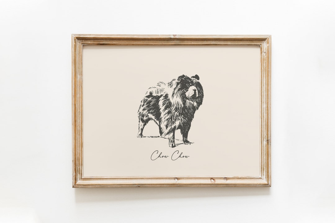 Dog Vintage Print | Chow Chow Print | Dog Drawing | Farmhouse Print ...