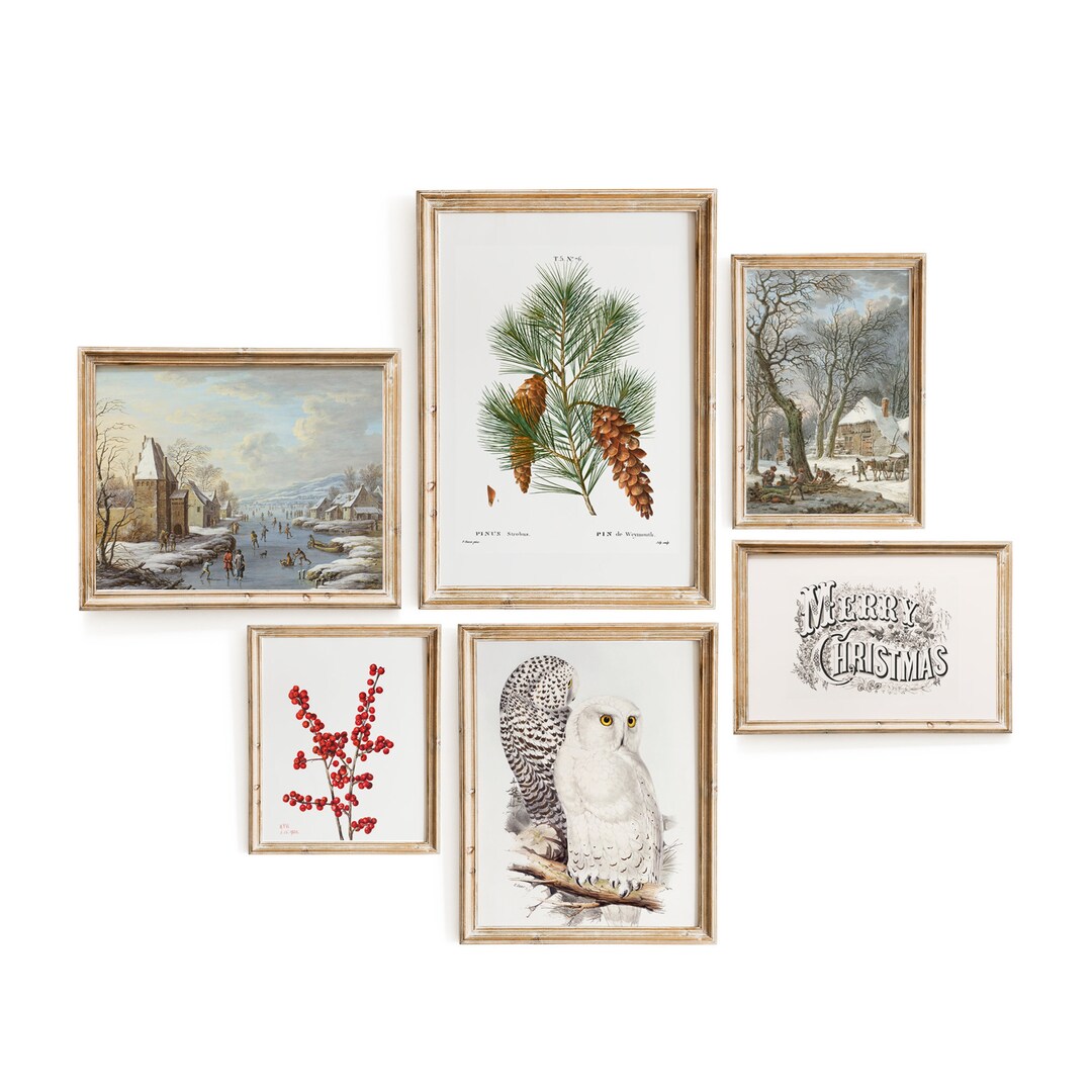 Vintage Christmas Set of 6 Prints / Vintage Christmas Wall Art ...