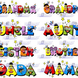 sesame street characters birthday tshirts png elmo oscar big bird ernie bert cookie monster decorations designs differnt designs