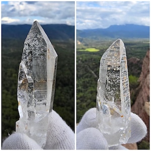 Powerful Cosmic Barcode Colombian Lemurian Quartz Crystal 7cm H (2.75In) 37g Approx