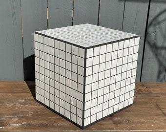 Ceramic tile side table (cube)