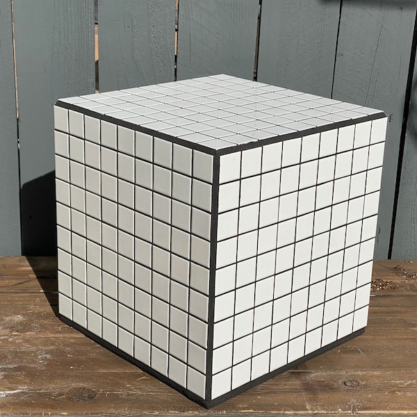 Ceramic tile side table (cube)