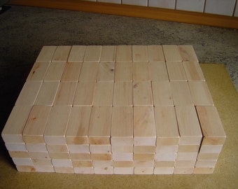 200 pieces of large wooden building blocks made from local untreated wood