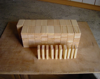 200 pieces of dominoes 60 x 30 x 9 mm made from local untreated pine or spruce wood