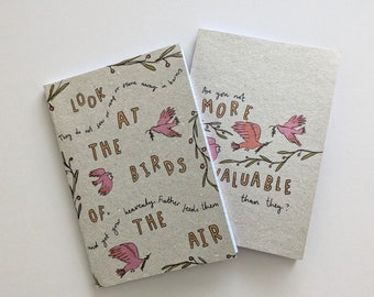 Ensemble de carnets chrétiens : illustration d'oiseau, journal biblique (A5)