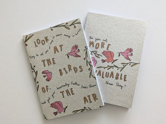 Christian Notebook Set: Bird Illustration, Scripture Journal (A5)