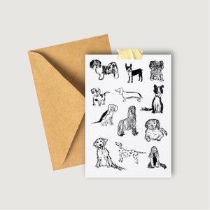 Hundekarte verschiedene Rassen cavapoo golden Retriever Dalmatiner minimal Kunst Karte Illustration Hundeliebhaber Geburtstag
