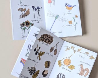 Coffret-cadeau de chasse au trésor dans la nature : épinglette et autocollant animalier