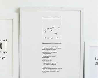 Psaume 23, poster minimaliste, verset biblique, art mural