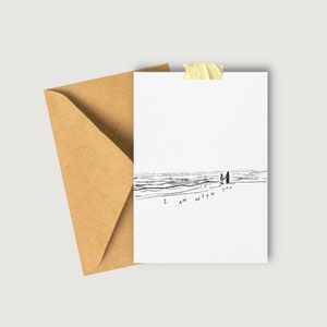 Je suis avec vous / empreintes de pas dans le sable / carte d'encouragement vierge verset biblique dessinée à la main