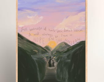 L'espoir à l'horizon / Verset biblique du Psaume 23 / Art mural / Art chrétien