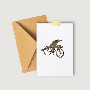 Krokodil fahrend Fahrrad / Karte für ihn, für Ehemann / Fahrrad