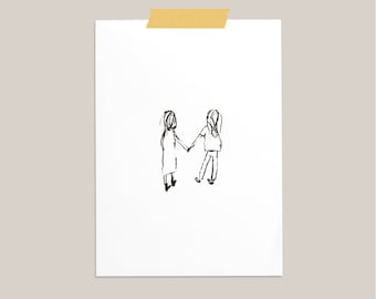 Descarga digital Mejores amigas Las amigas se toman de la mano / arte de pared / Arte cristiano / Descarga digital