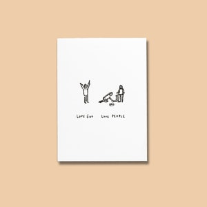 Ame Deus, ame as pessoas/versículo bíblico/arte de parede/arte cristã/cartão reciclado/kraft ou branco