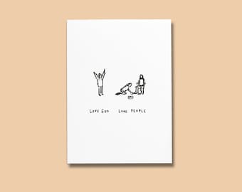 Impression Love God Love People : oeuvre d'art murale chrétienne sur carton recyclé