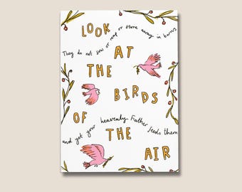 Mirad las aves del cielo / No os preocupéis / Arte mural / Arte cristiano / Descarga digital / Mateo 6:26