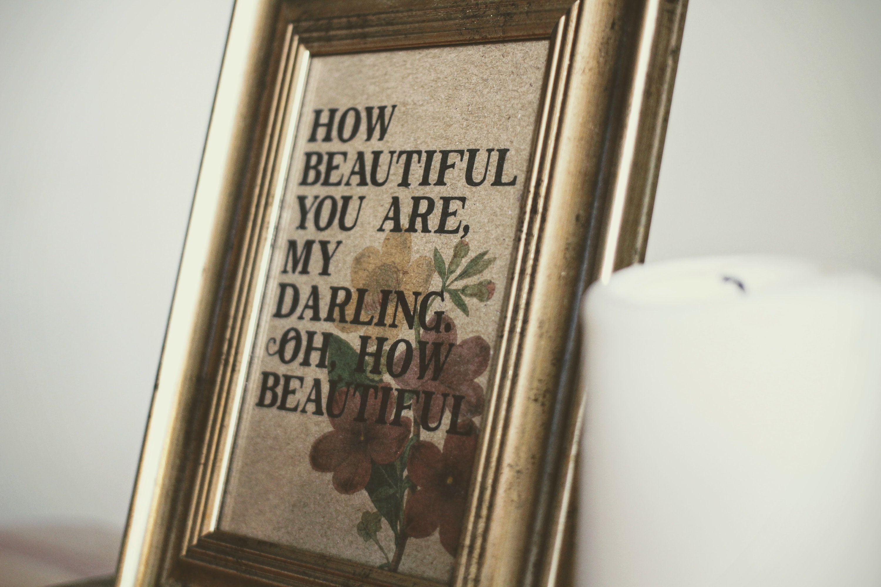 Gold Vintage Frame Print / Botanical Flower / How Beautiful | Etsy