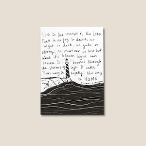 Regardez vers le phare du Seigneur / Thomas S Monson / verset de la bible / art mural / art chrétien / carton recyclé / kraft ou blanc