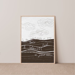 Paz, calma e descanso em nome de Jesus / arte de parede / arte cristã / cartão reciclado / kraft ou branco