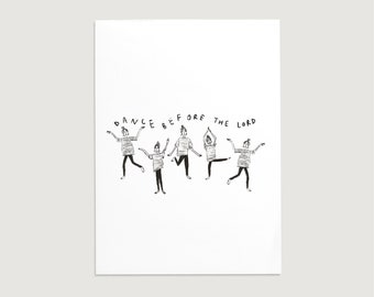 danse devant le seigneur / imprimés chrétiens / carton recyclé / kraft ou blanc