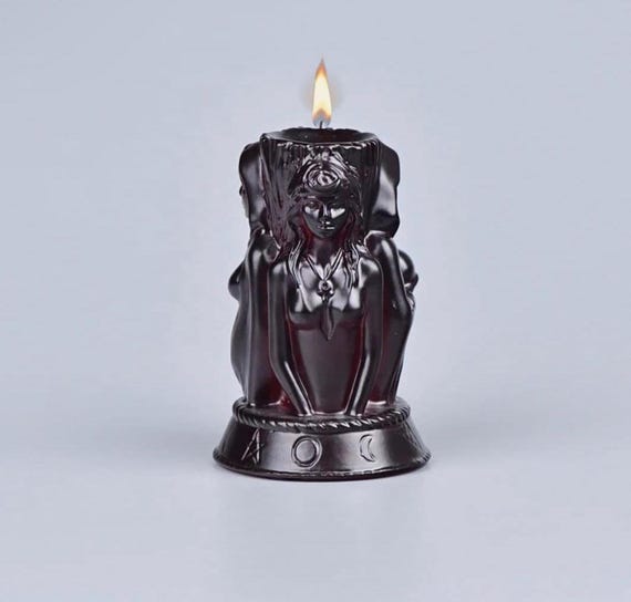 Hekate Candle | Hecate Candle | Maiden, Mother, Crone | Hecate Statue | Goddess of Witches | Hecate | Altar Candle | Ritual | Witchy Gifts |