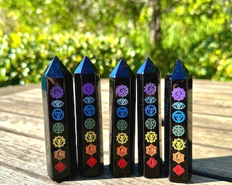Obsidian Tower | Chakra | Crystal Obelisk | Natural Crystal