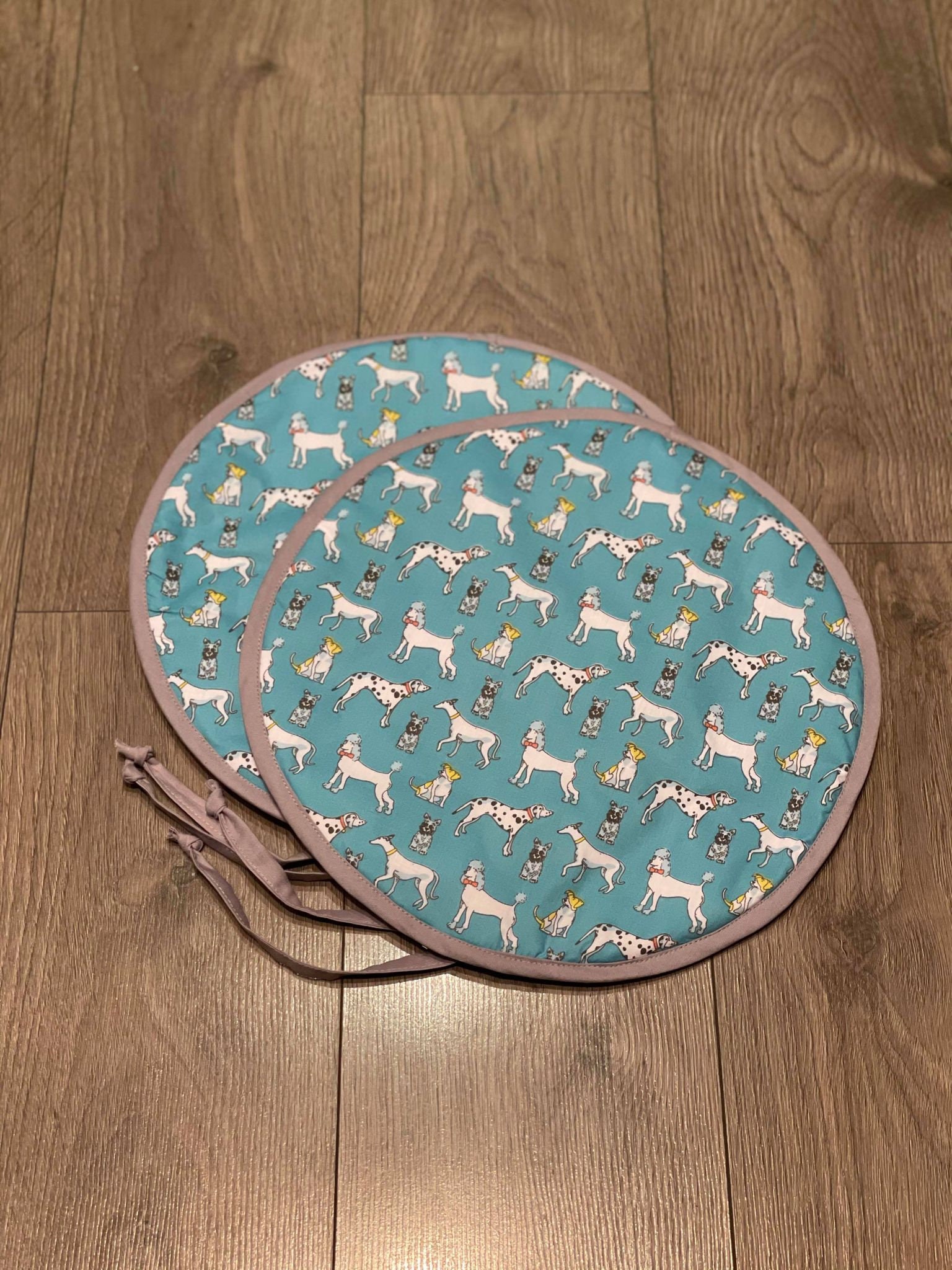 AGA Lid Cover Mat Pad Round Hob Cover With Straps Blue Poodle Etsy UK