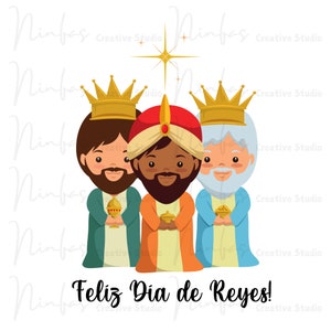 Feliz Dia de Reyes-SVG-Tres Reyes-Archivos de sublimación PNG-Arte digital-Diseños de camisas-3 Reyes Magos-Diseños de sublimación-Decoración de camisas navideñas