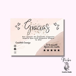 Cartão de agradecimento comercial personalizado-Gracias Por Su Compra-Apreciação para pequenas empresas-Cartão de agradecimento personalizado-Loja-Download instantâneo