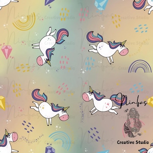 Whimsical Unicorn Seamless Pattern- Repeat Pattern For Fabric Printing- Scrapbooking Printable Paper- Digital Download