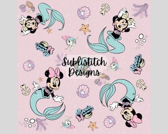Under the Ocean- Seamless Pattern- Mermaid Mouse- Repeat Pattern for Fabric Printing- Sublimation File