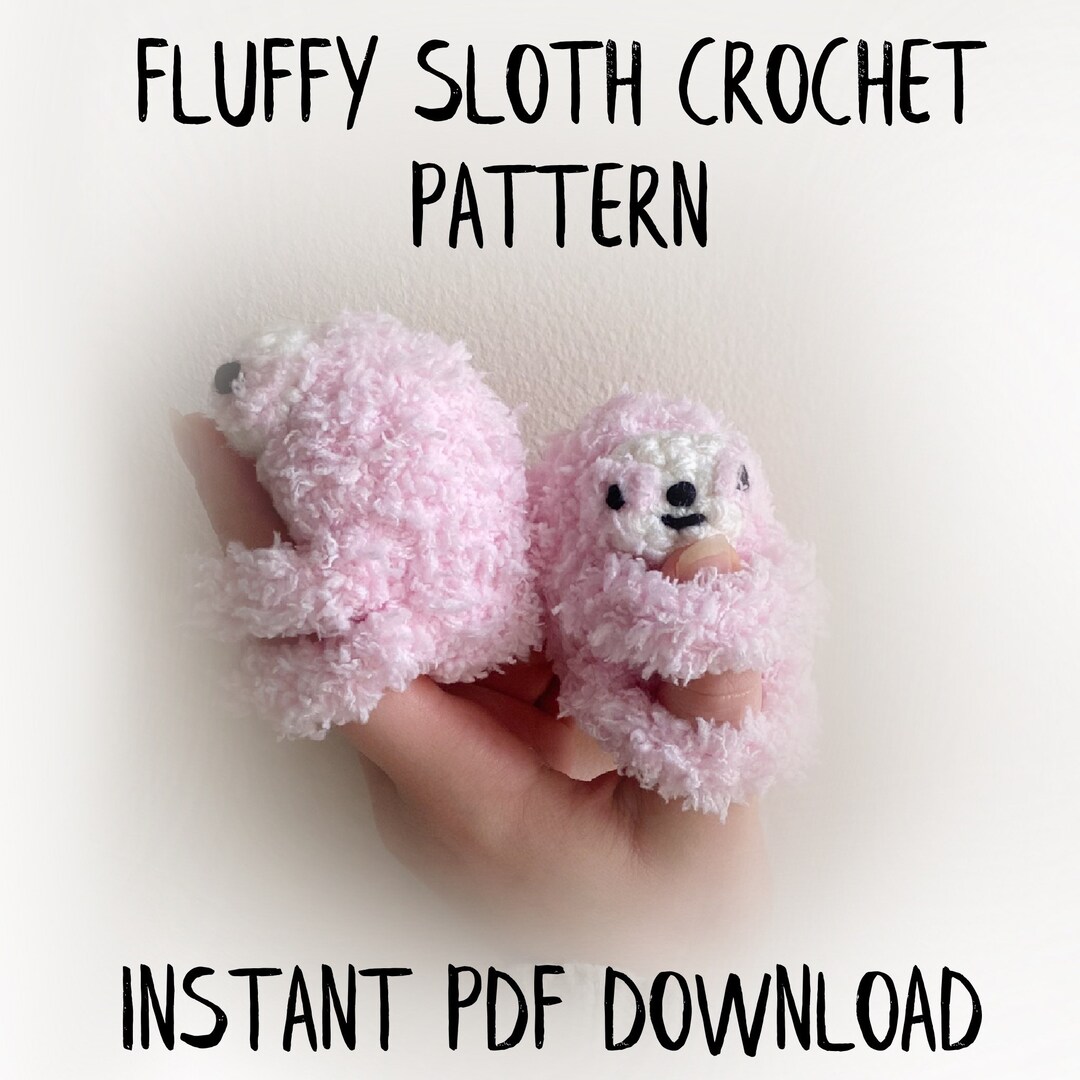 Finger Sloth Pattern Crochet Fluffy Finger Hugger Sloth Crochet Pattern. PDF Tutorial Download. (US ...
