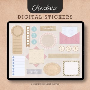 Pegatinas digitales vintage para álbumes de recortes, imágenes prediseñadas PNG para GoodNotes, iPad, planificador, diario, paquete de pegatinas, efímeras vintage para planificación digital