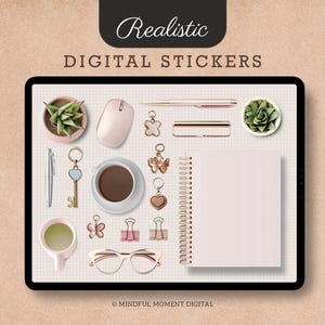 Realistic Desk Digital Stickers PNG for GoodNotes iPad Planner Journal Sticker Pack Workspace Clipart Office Aesthetic Digital Planning