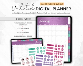 Undated Digital Life Planner: GoodNotes, Notability, Xodo (PDF)