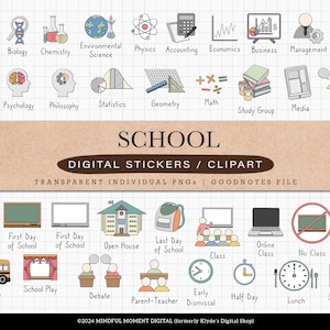 Schüler Digitale Aufkleber, Noteshelf Schüler Digitale Aufkleber, GoodNotes Schule Aufkleber, College Digitale Aufkleber, Akademische Aufkleber