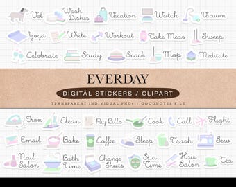 Daily Life Digital Stickers for GoodNotes iPad Planner Journal Sticker Set Everyday Digital Stickers Pack for Digital Planning Journaling