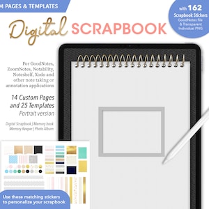 Digital Scrapbook Portrait, Digital Memory Book, Digital Photo Album, Digital Memory Keeper, Digitl Ephemera, Digital Scrapbook GoodNotes