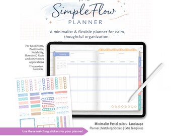 Hyperlink Digital Planner, All-in-One Digital Planner 2026 2027 2028, Daily Weekly Monthly Journal, Goodnotes Planner, Apple Google Calendar