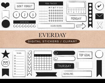 Daily Life Digital Stickers for GoodNotes iPad Planner Journal Sticker Set Everyday Digital Stickers Pack for Digital Planning Journaling