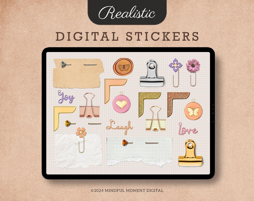 Rose Gold Digital Stickers Boho Mood Board for Goodnotes iPad Planner ...