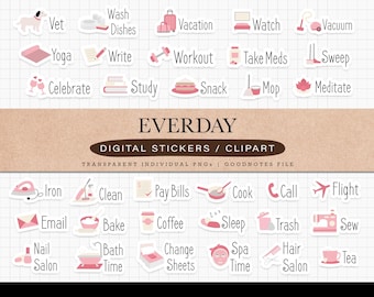 Alltag digitale Aufkleber für GoodNotes iPad Planer Journal Sticker Set Alltag digitale Aufkleber für die digitale Planung Journaling