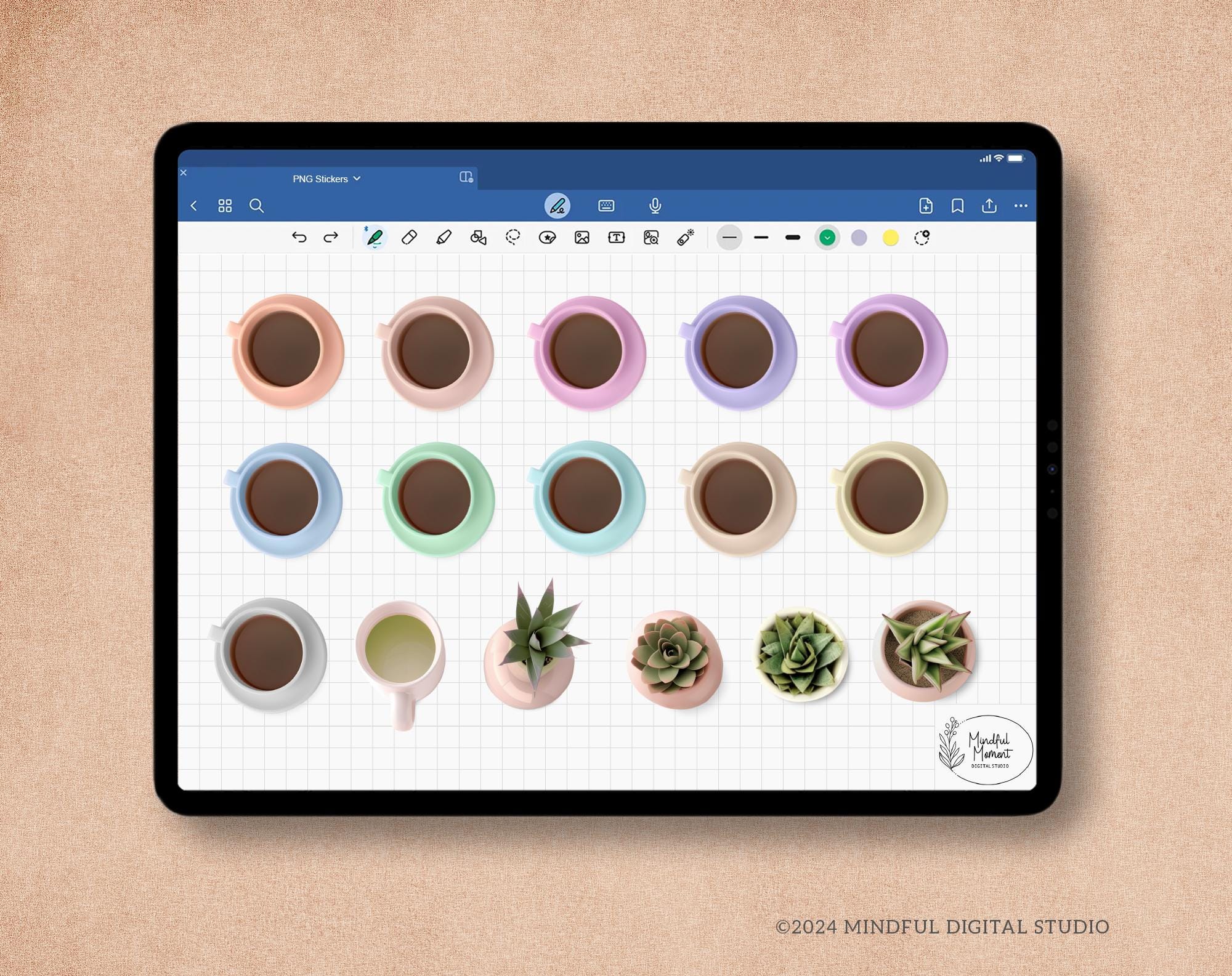 Realistic Desk Digital Stickers PNG for Goodnotes iPad Planner Journal ...