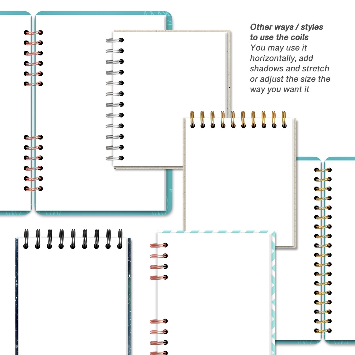Metallic Realistic Digital Planner Coils Gold Silver Rose Etsy