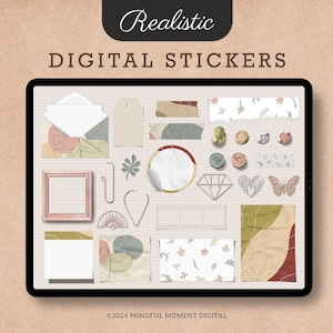 Pegatinas del planificador digital Boho, pegatinas del tablero de estado de ánimo realista Boho Vibes, pegatinas del planificador del iPad, pegatinas boho digitales, pegatinas GoodNotes