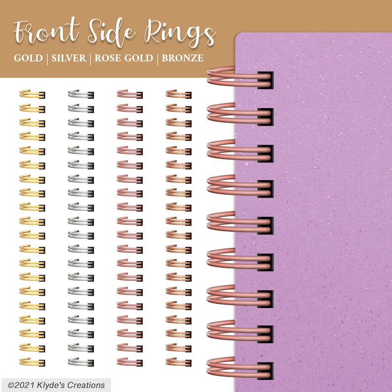Metallic Realistic Digital Planner Coils Gold Silver Rose Etsy