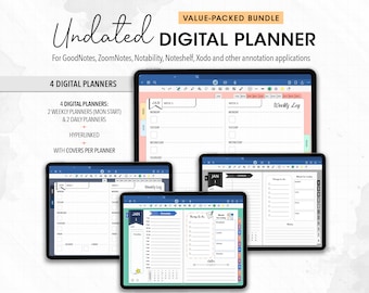 Undated Digital Planner Bundle: Floral & Minimalist Themes (PDF)
