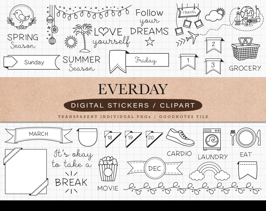 Daily Life Digital Stickers for Goodnotes iPad Planner Journal Sticker ...